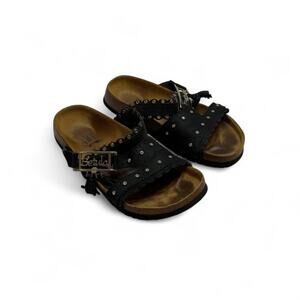 Birkenstock Betula Krystal Swarovski Jewel Sandals In Black Leather Size 6-6.5